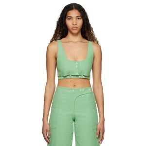 GANNI Suiting Crop Top in Green Size Small